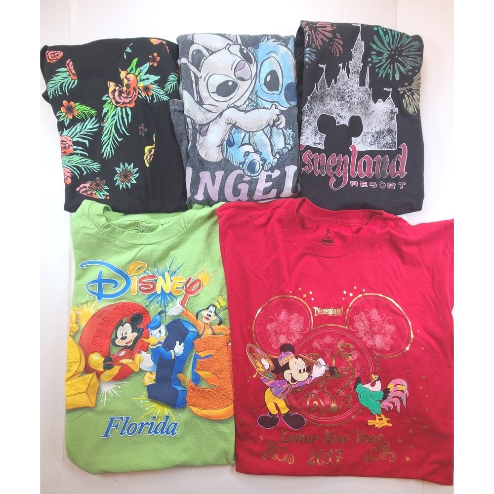 Disney Mickey Minnie Stitch Angel Florida Lunar New Year T-Shirt M Womens Lots 5